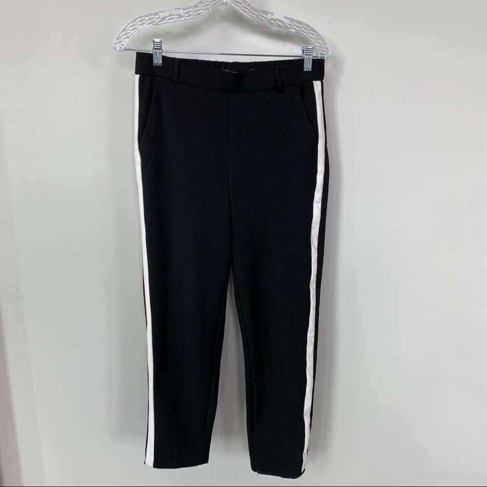 Zara Trafaluc Collection Black Pull-On Pants‎ w/White Stripe Down Side Size XS